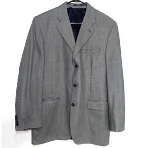 Lauren Ralph Lauren Blazer Size 41L Blue Brown Houndstooth 3-Button Sport Coat